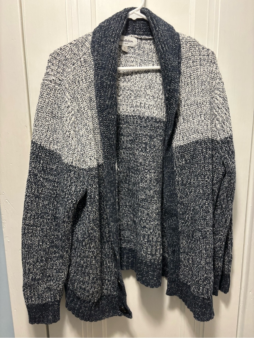 Open-Front Colorblock Knit Cardigan Sweater